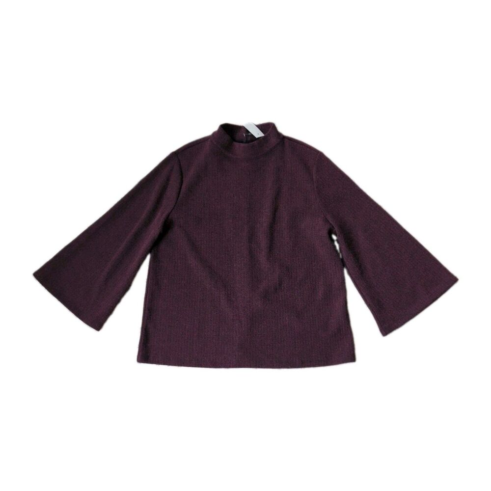 Ann Taylor NWT Red Flare Sleeve Mock Neck Knit Top Large Office Work